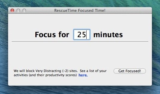 Setting FocusTime for a Pomodoro session