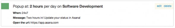 Update Asana when you've been coding for more than two hours.